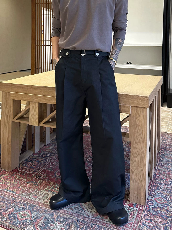 Pleated A-Line Wide Leg Pants