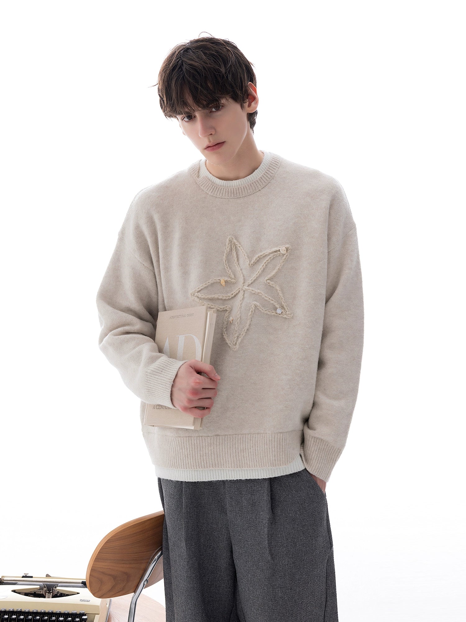 Alpaka Karışımı Deniz Yıldızı Jakarlı Kazak 