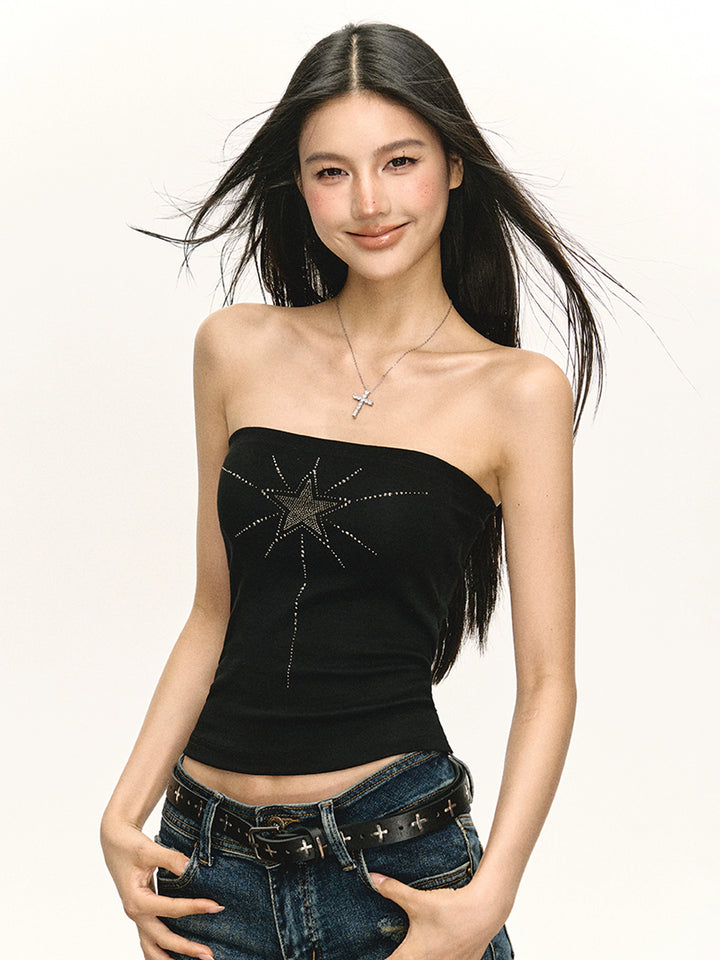 Retro Star Studded Tube Top Vest