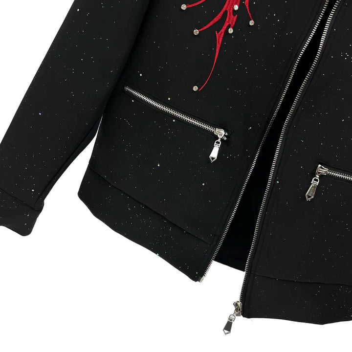 Embroidered Rhinestone Short Jacket