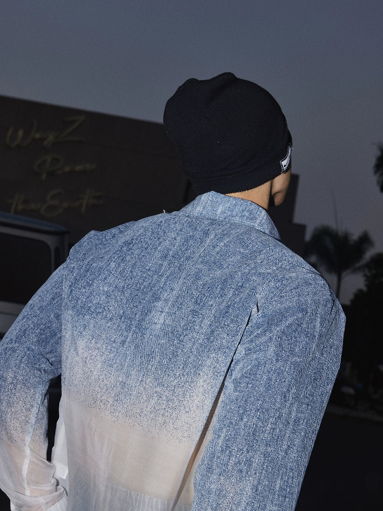 Denim Gradient Sheer Gauze Holiday Shirt