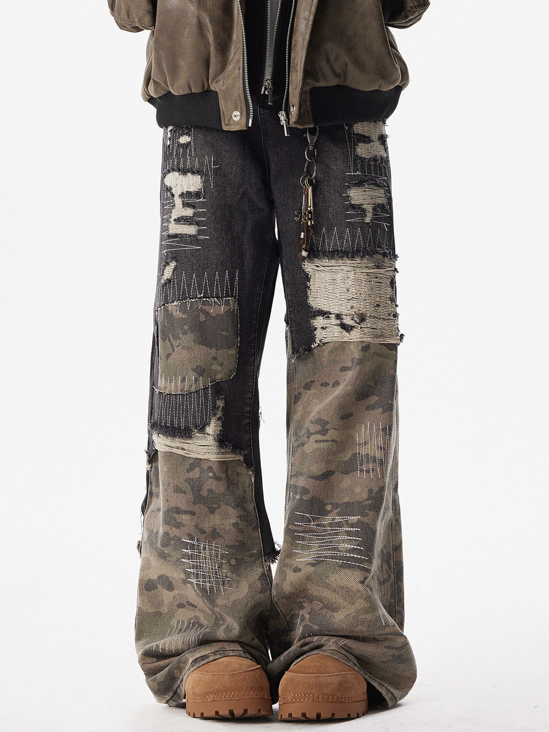 Patchwork Camouflage Flared Jeans