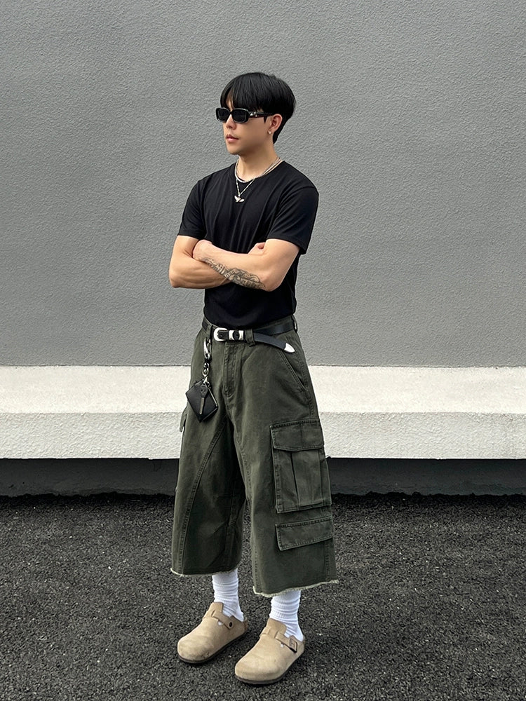 ルーズワークウェアカーゴクロップドパンツ 