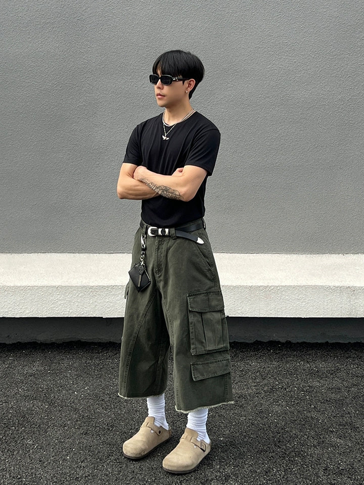 ルーズワークウェアカーゴクロップドパンツ 