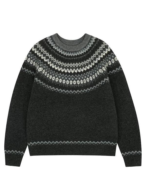 Pull en tricot à col rond en jacquard Fair Isle 