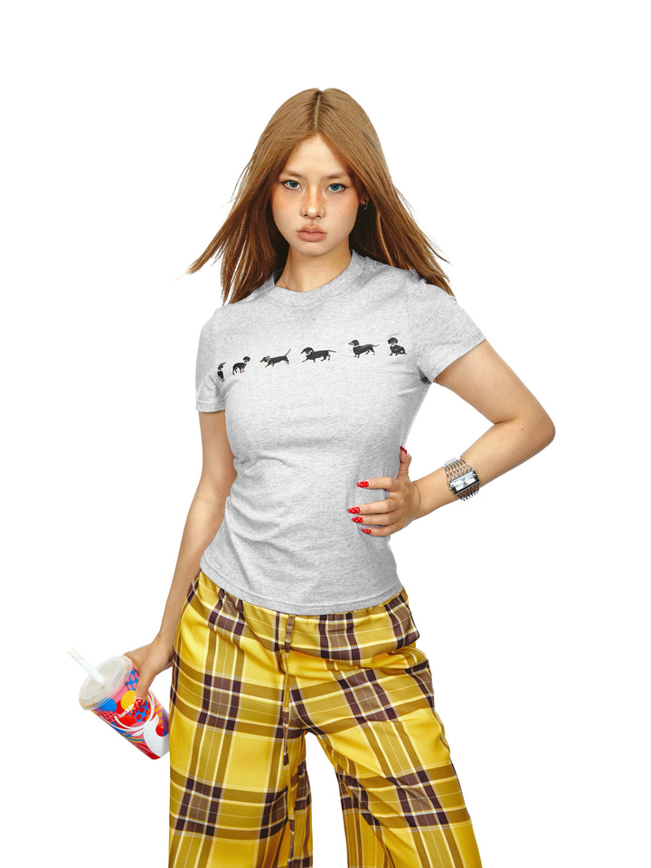 Dachshund Print Slim Fit T-Shirt