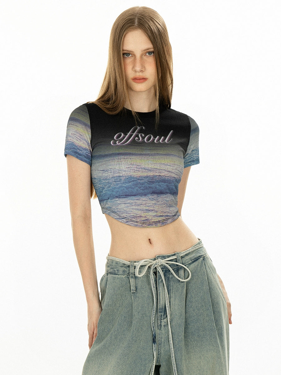 T-shirt court à manches courtes avec graphique rétro 