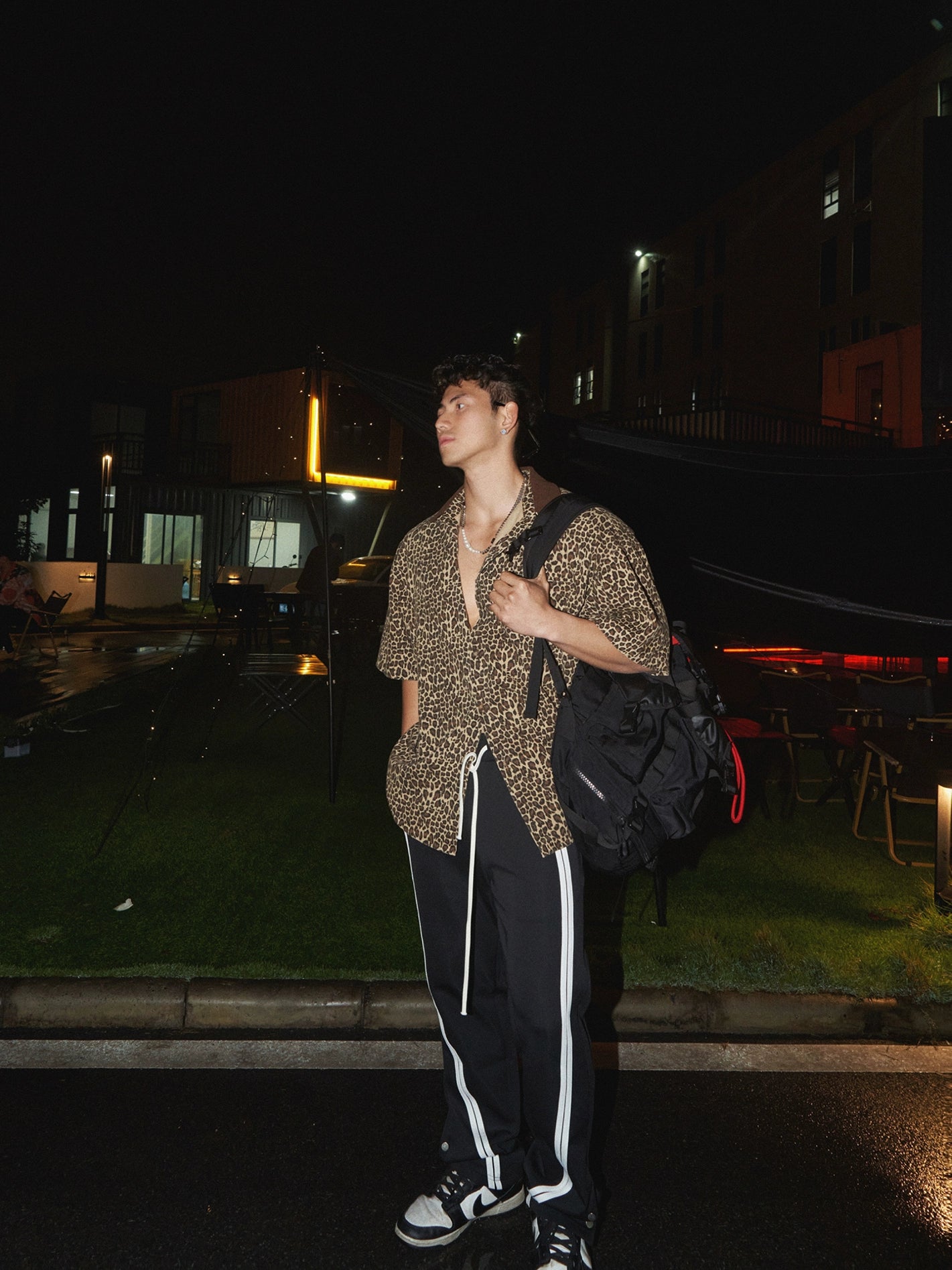 Leopardenmuster Lockere Kurzarmbluse 