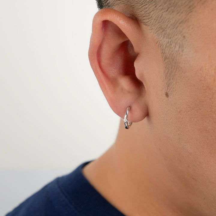 Sterling Silver Cross Star Hoop Earrings