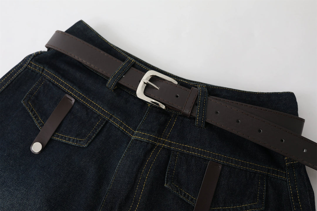 Denimjacke und hochgeschnittene Shorts Set 
