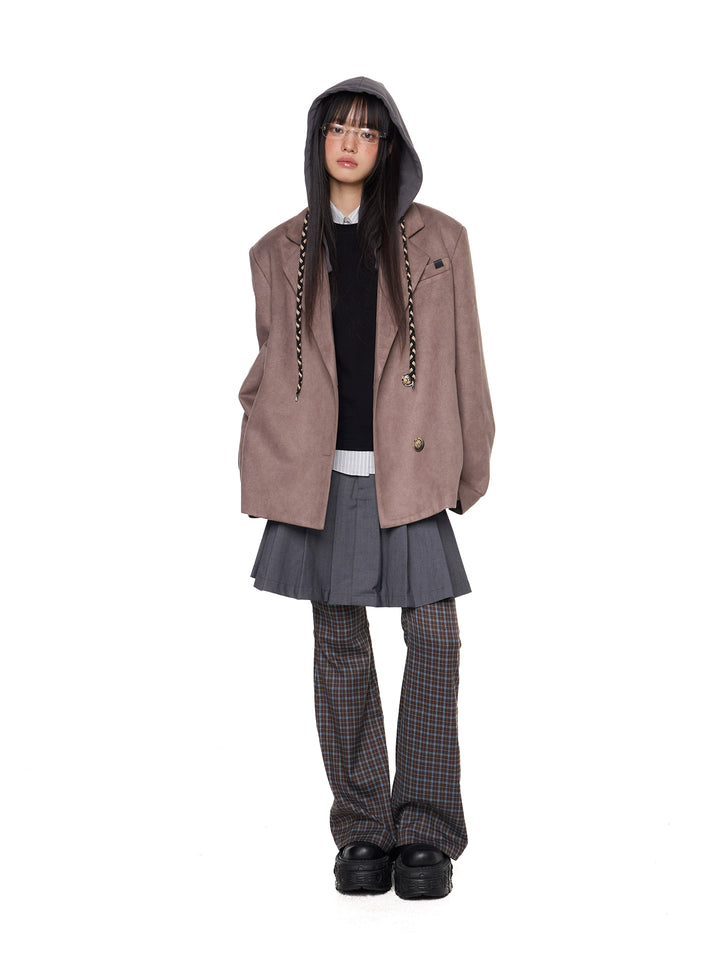 Suedes hoodie-lös passform jacka 