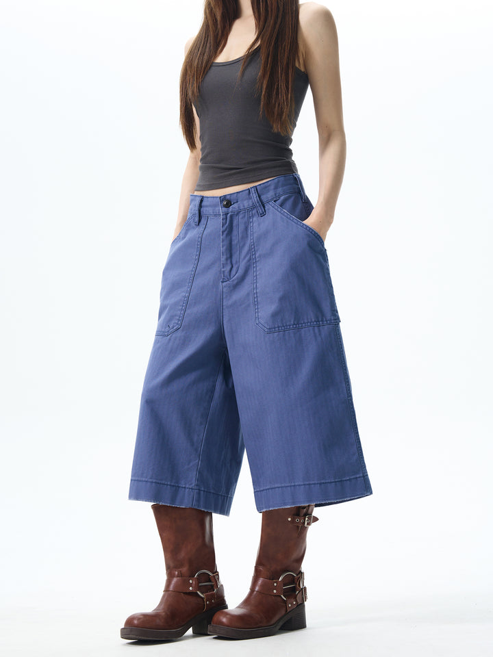 Loose Fit Cropped Cargo Pants
