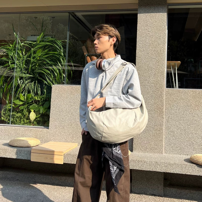 Bolsa de Ombro em PU Crescente de Grande Capacidade 