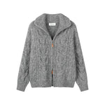 Knit Lapel Zip-Up Sweater Jacket