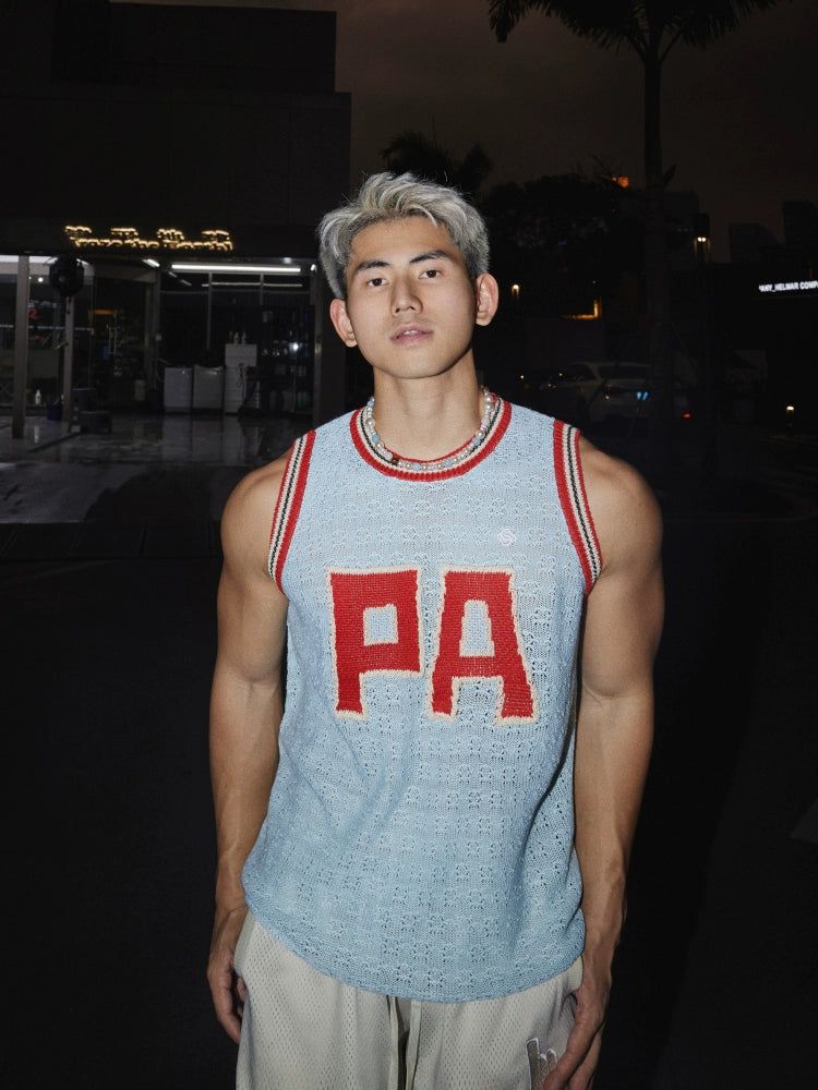 Hip-hop Hollow Letter Knitted Vest