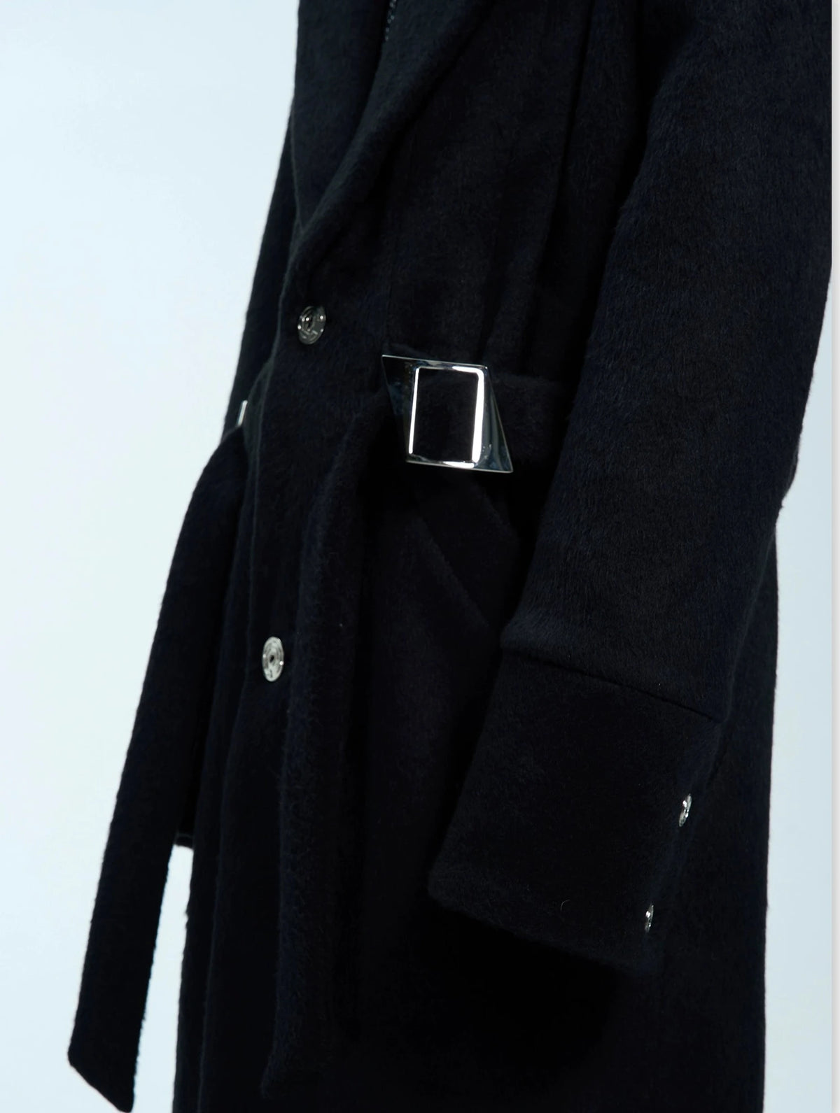 Metal Buckle Long Wool Coat