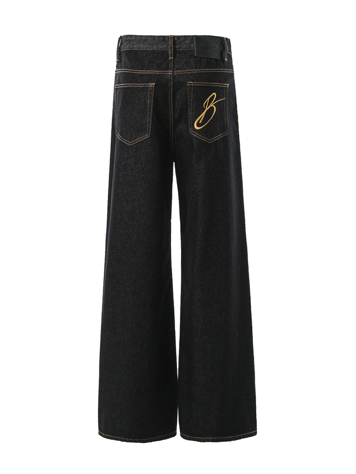 Pantalons en denim évasés à jambes larges 