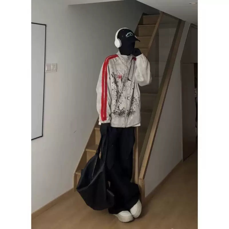 Veste en suède distressed avec graffiti et rayures 