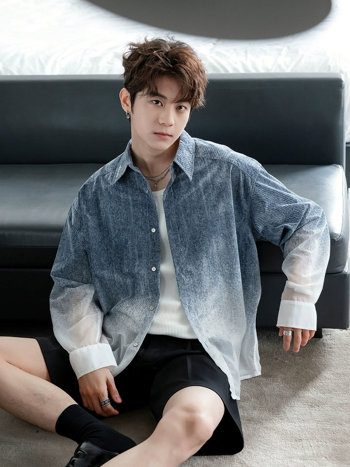 Gradient Color Lightweight Casual Shirt