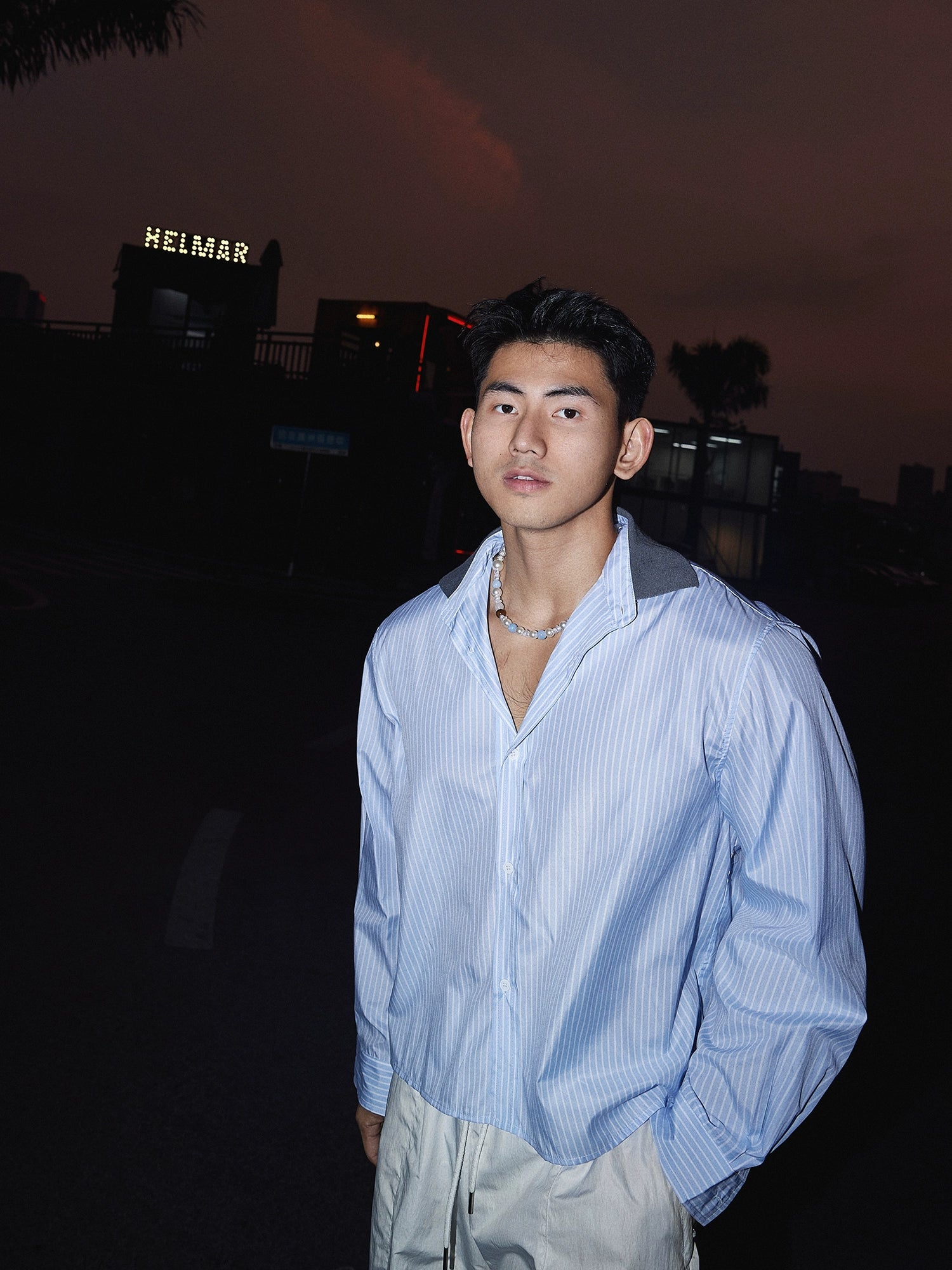 Gestreifte Slim-Fit Button-Up-Hemd 