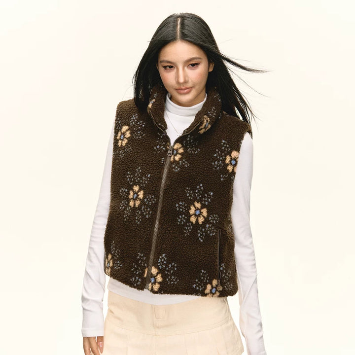 Retro bomulls-fleece väst, Tjock varm 