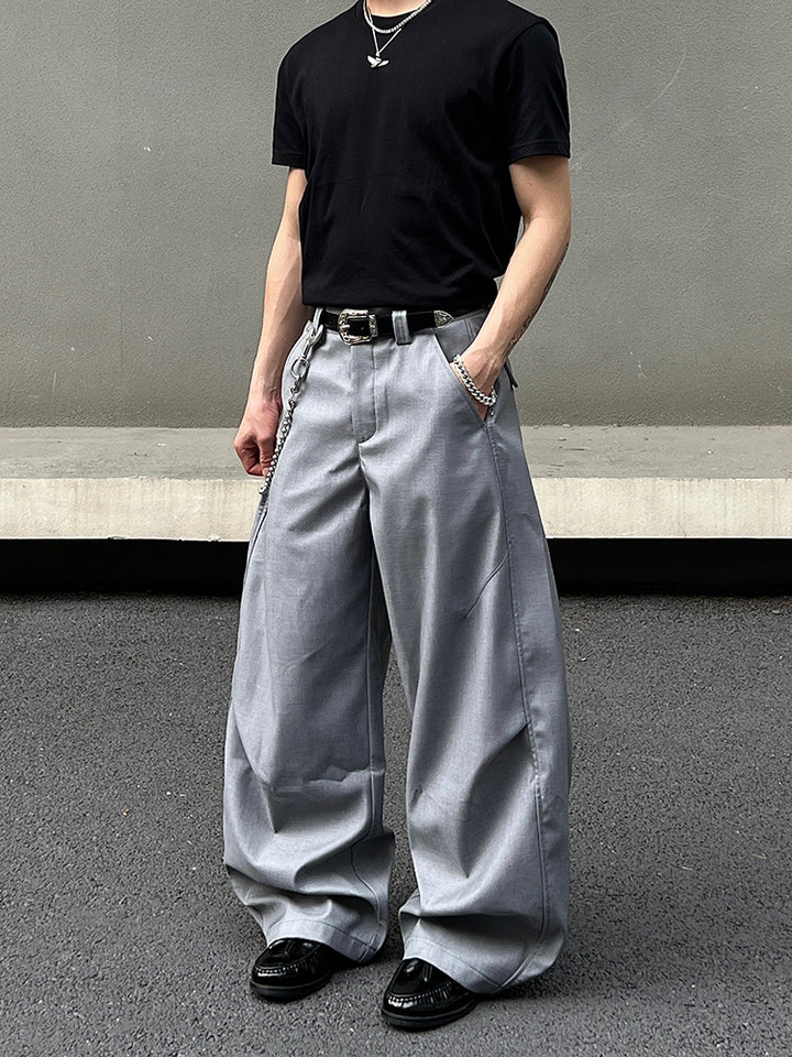 Pleated Straight-Leg Casual Pants