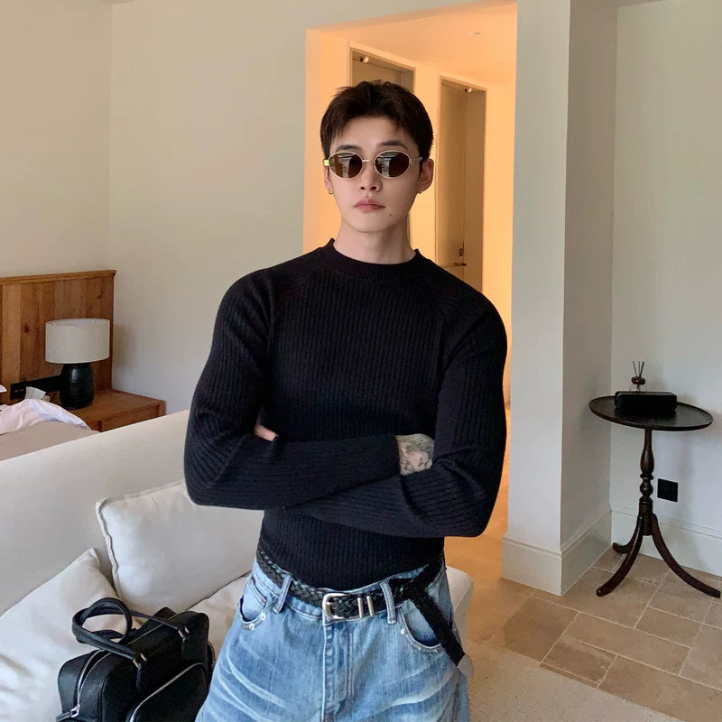 Pull en tricot côtelé ajusté 