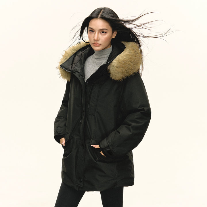 Faux Fur Hooded Down Jacket