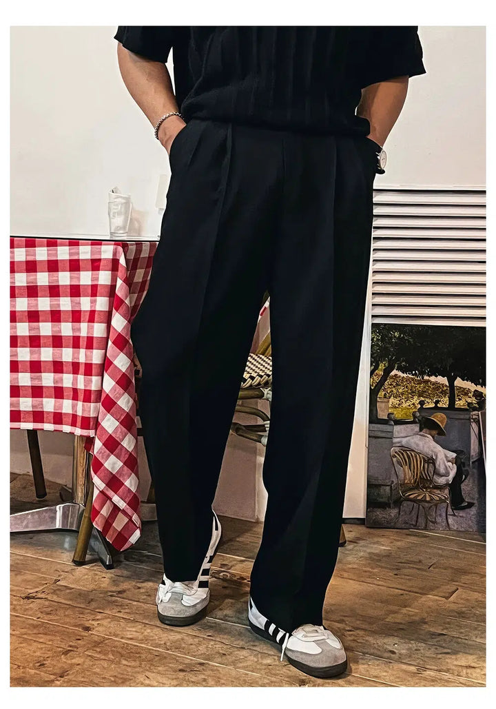 Straight Fit Wide-Leg Casual Pants