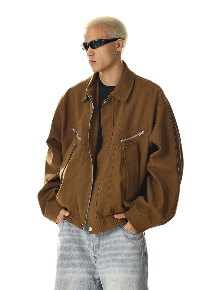 Lederarbeitsjacke mit mehreren Taschen 