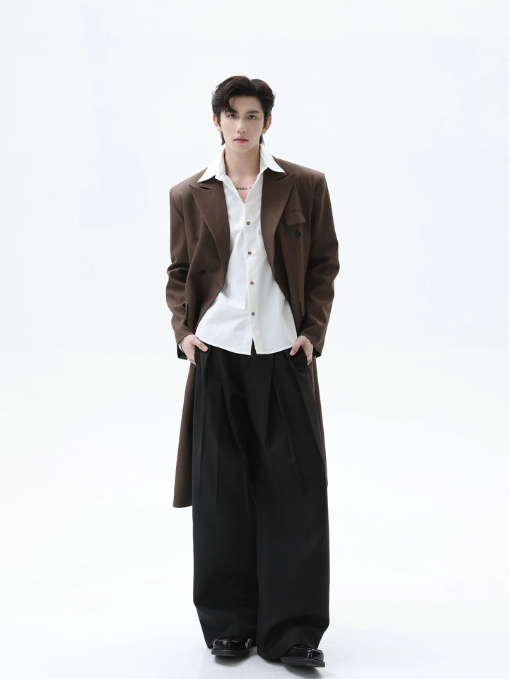 Double-Breasted Long Trench Coat