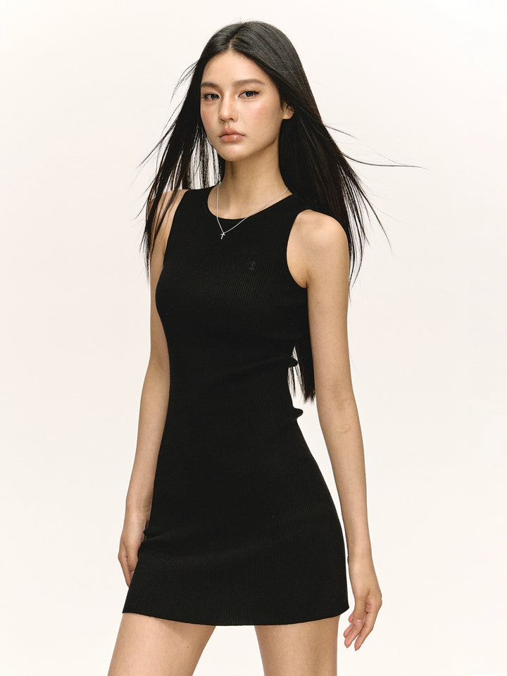 Sleeveless Ribbed Knit Casual Sundress