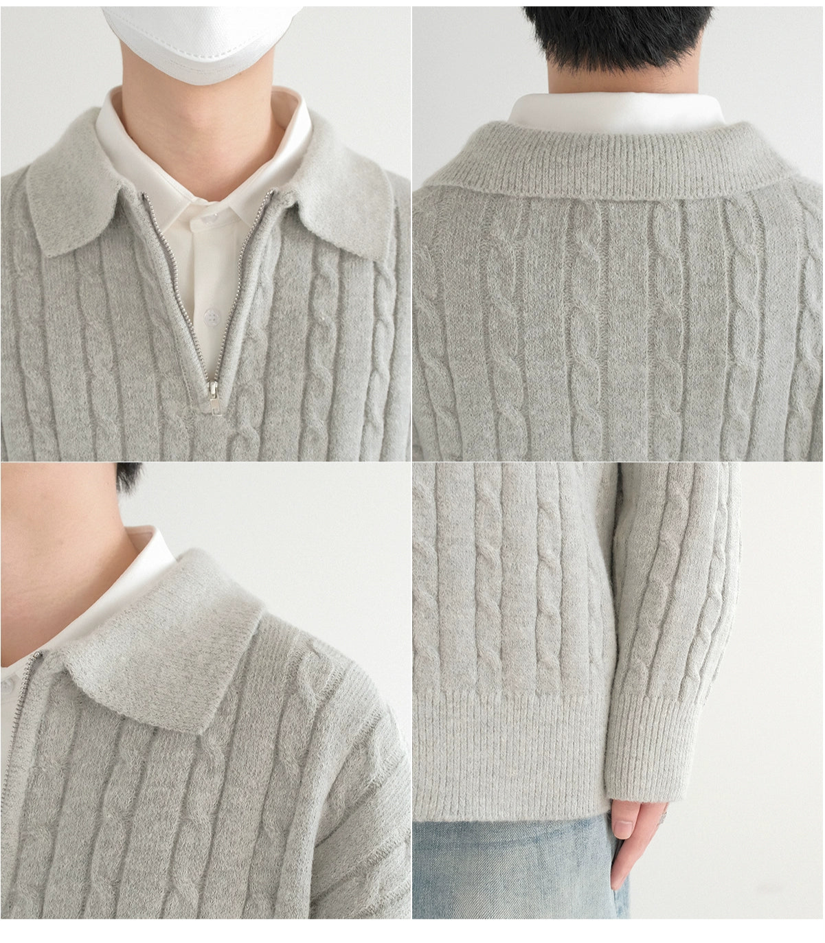 Lapel Striped Knit Pullover