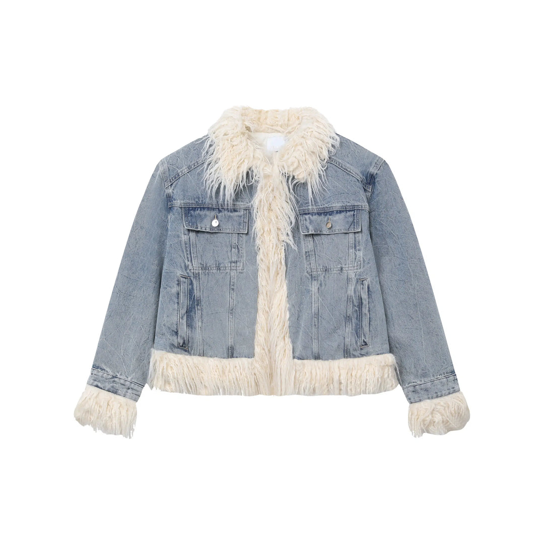Fur-trimmed Denim Jacket