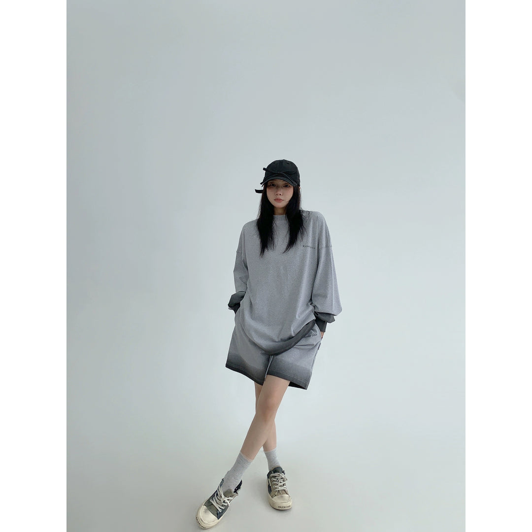 Gradient Long Sleeve Top and Shorts Set