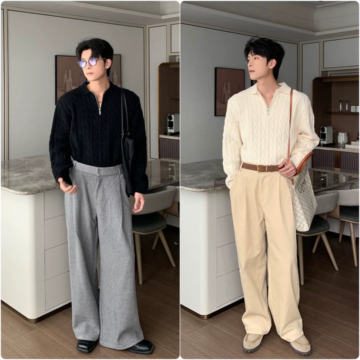 سويت شيرت بولو ذو سحاب نصفي بتصميم كابل 