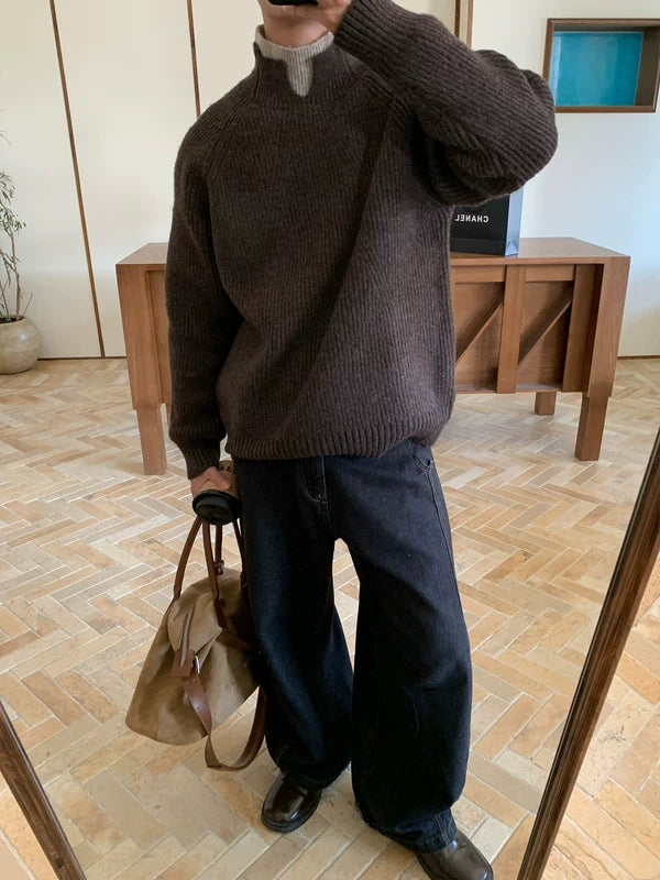 Pull en tricot à col roulé double côtelé 