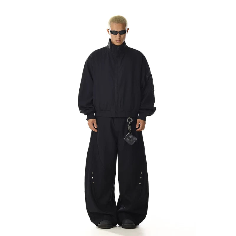 Veste décontractée surdimensionnée à col montant rétro 