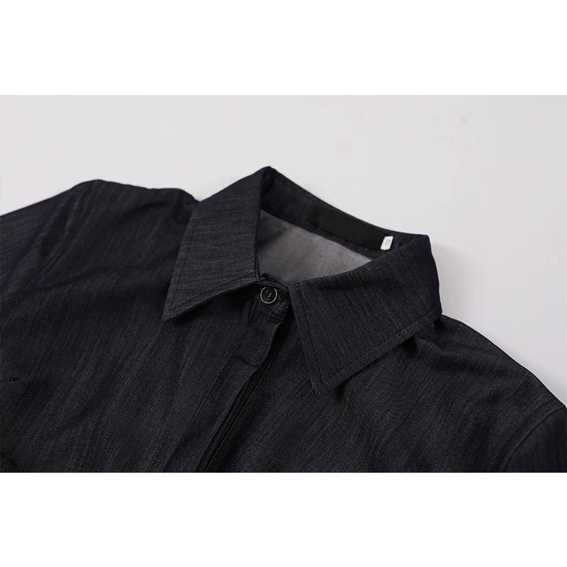 Conjunto de Camisa y Pantalones de Mezclilla Ajustados 