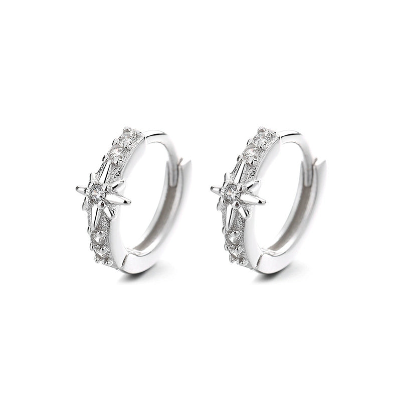 S925 Sterling Silver Star Hoop Earrings