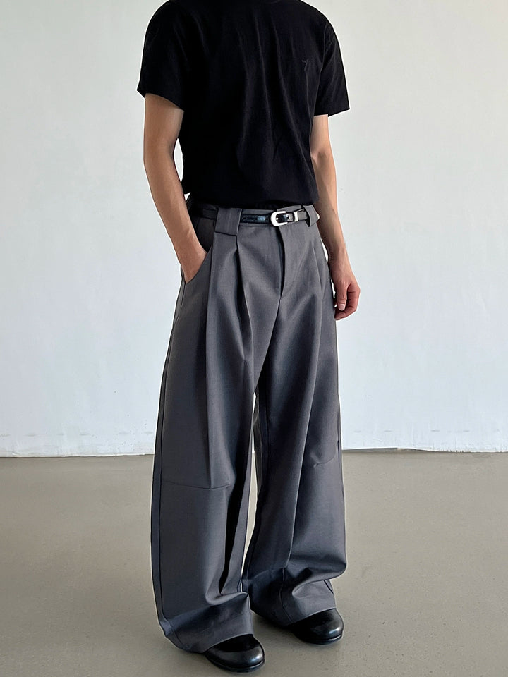Pantaloni casual a gamba larga plissettati e larghi 