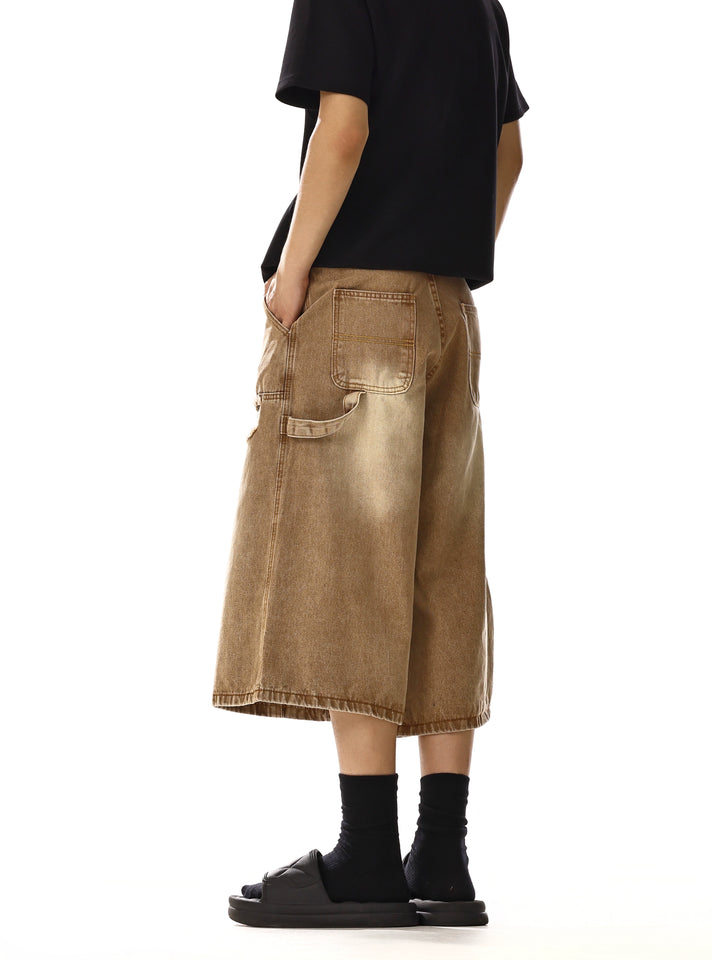 Gescheurde Losse Wijde Denim Cropped Broek 