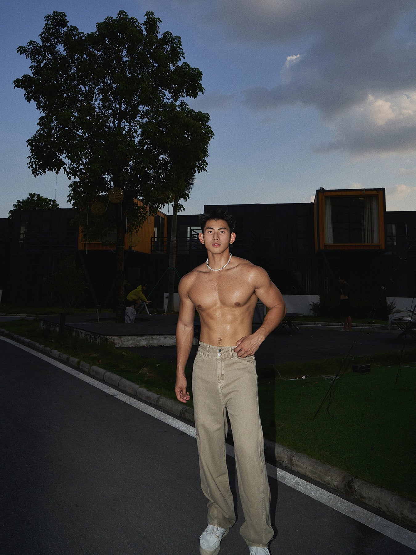 Retro gewaschene lockere gerade Denim-Hose 