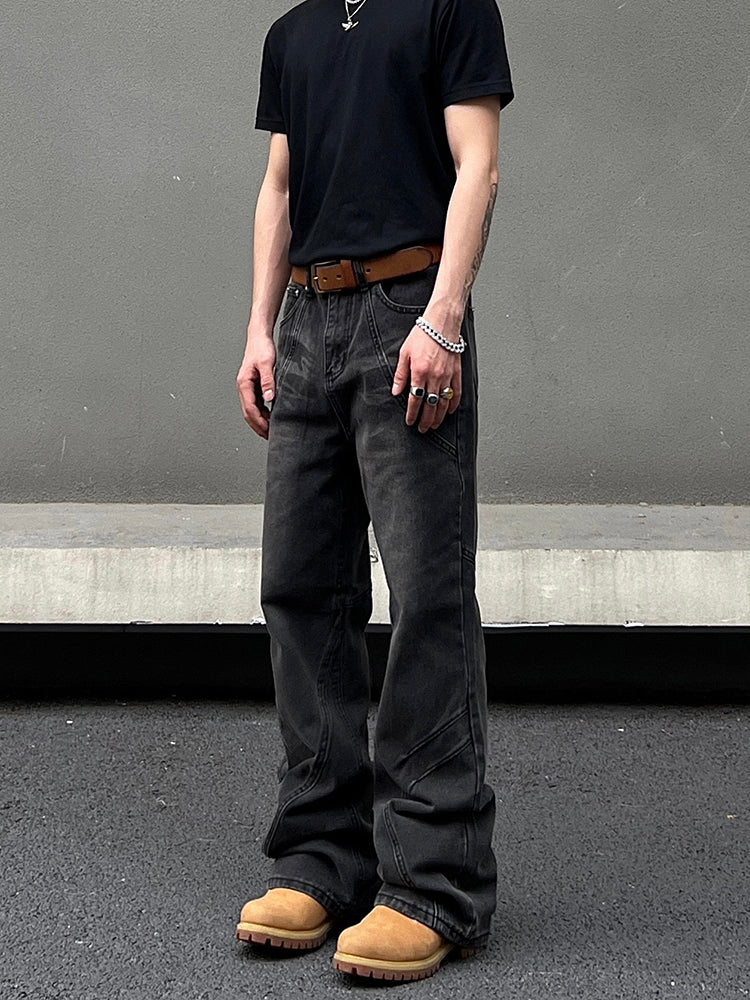 Dark Grey Straight-Leg Jeans