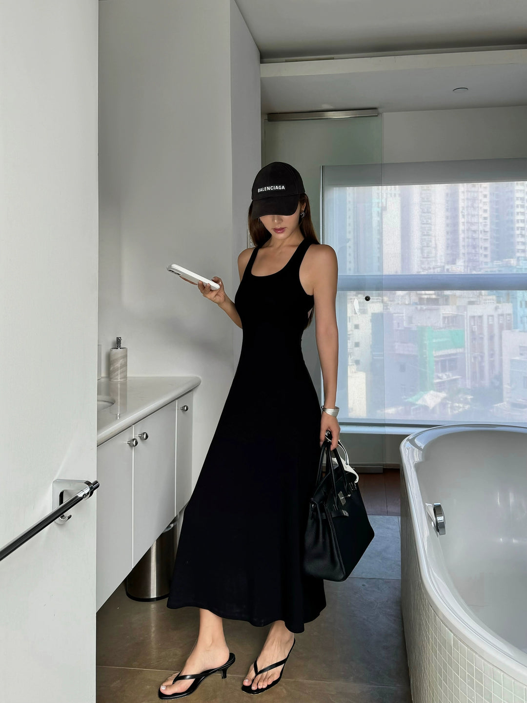 U-Neck Knitted Sleeveless Maxi Dress