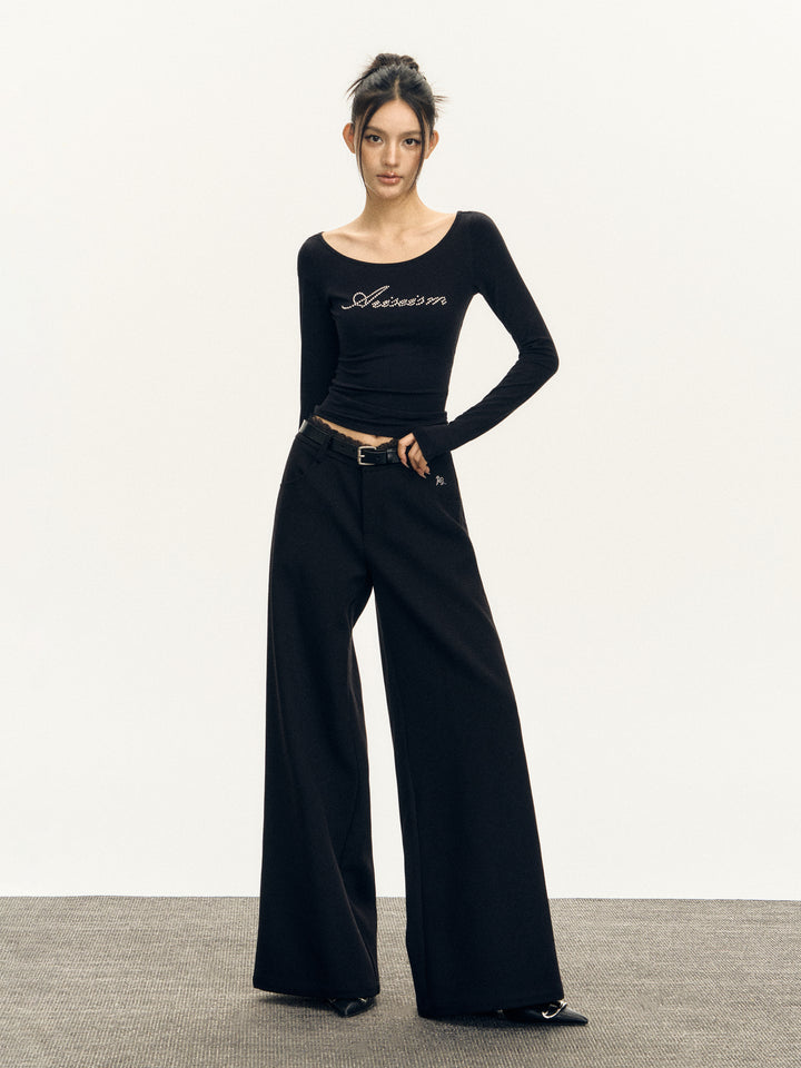 Retro Drape Lace Waist Pants