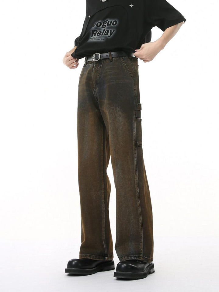 Straight Workwear Jeans with Cargo Pockets
