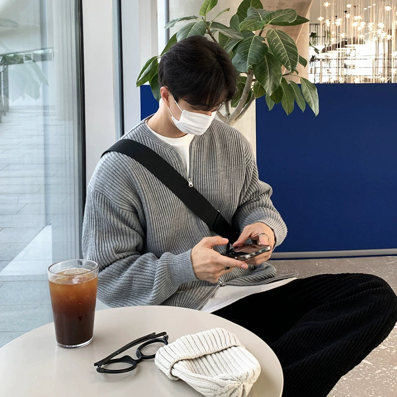 Knit Zip-Up Casual Cardigan