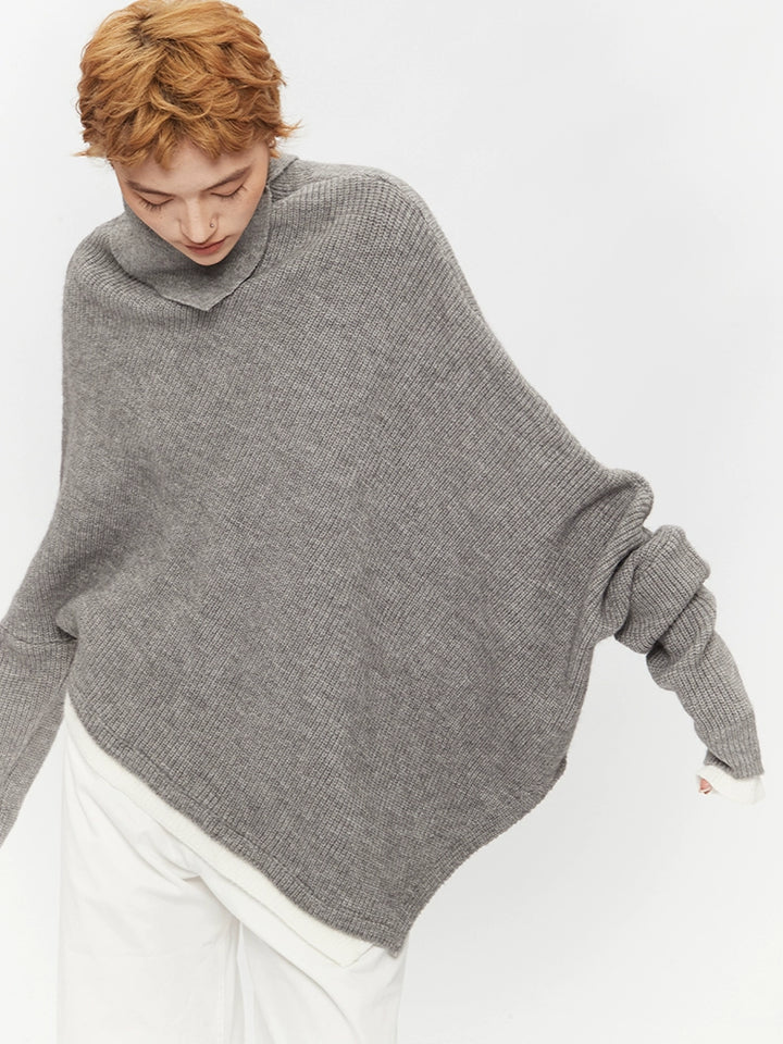 Irregular Half Turtleneck Knit Sweater