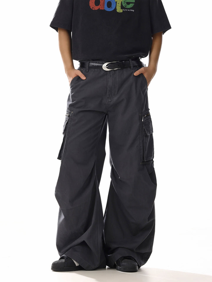 Pantalons cargo décontractés à jambe large et ample 